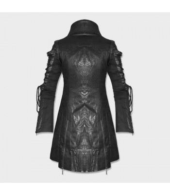 Men Steampunk Military Long Coat | Men Gothic Punk Poison Black Officer Jacket